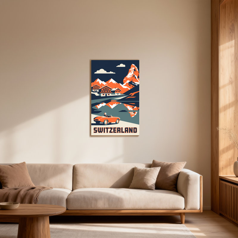 Paysages pittoresques et urbains, montagne, lac, chalet, voiture, reflet, ciel, H 40 po x l 28 po