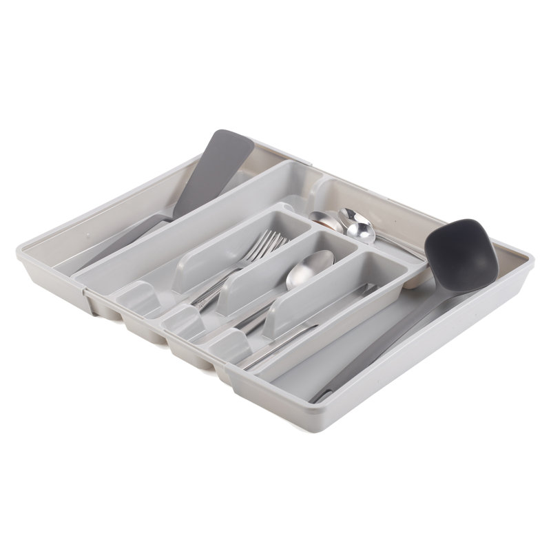 Plastic Rectangle Utensil Storage Set, Grey