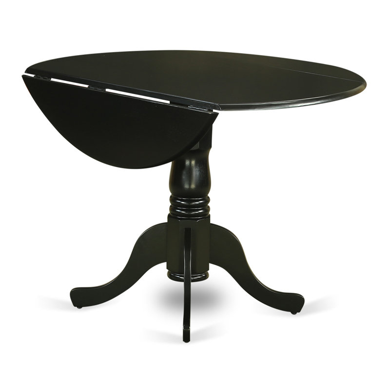 Maytham 4 - Person Solid Wood Top Pedestal Dining Set, 5 Pieces: Table, 4 Chairs, Black, Wooden