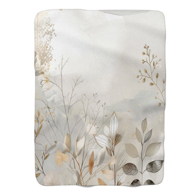 Blanc et feuille d'or - couverture en sherpa de qualité supérieure 1 pièce
