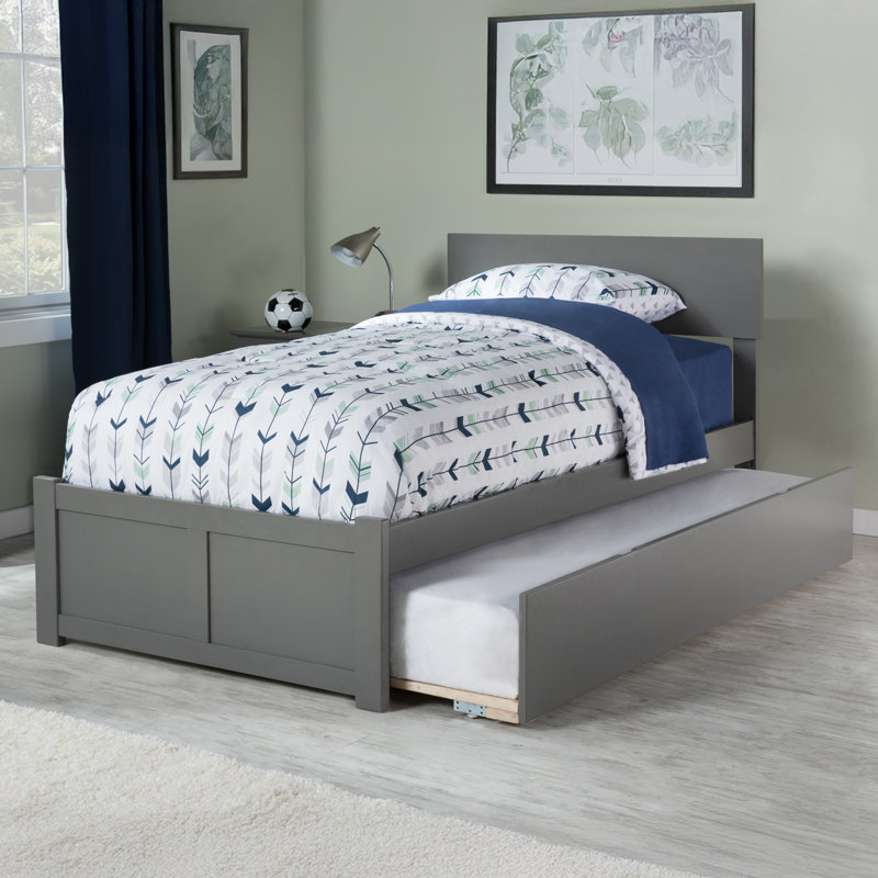 Amodio Solid Wood Platform Bed with Panel Footboard & Trundle