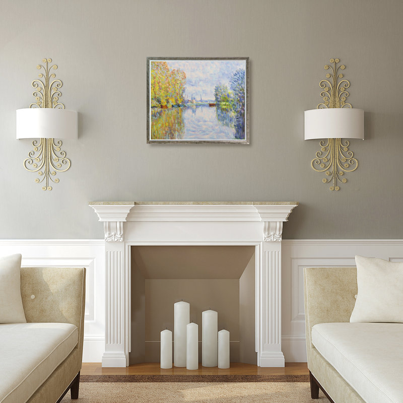 «Autumn on the seine at Argenteuil» par Claude Monet, peinture sur toile encadrée, H 22,4 po x l 26,4 po x P 2 po
