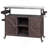 Outdoor Kitchen Island, Rolling Bar Cart & Storage Cabinet, Farmhouse Solid Wood Outdoor Grill Table With Stainless Steel Top, Spice Rack , Towel Rack For Kitchen & Barbecue , Dark Brown-1514875351