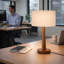  Lampe de table effilée en bois massif 18,5 "avec abat-jour rond en velours, lampe d'appoint moderne en bois véritable avec base E26 pour chambre à coucher et salon-1260446713