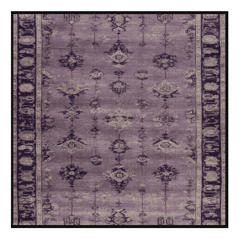 Machine Washable Overdyed Black Area Rug, Square 3'