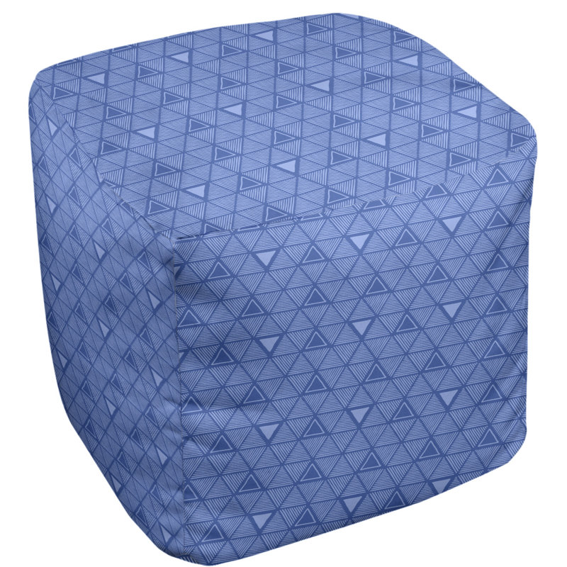 Repose-pieds à cubes triangles à la main couleur complète, Bleu moyen