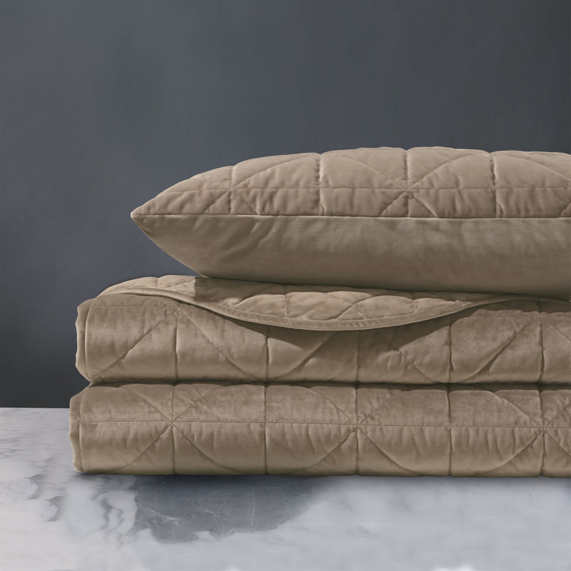 Nova Quilted Velvet Sham, Standard, Fawn