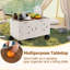 Large Foldable Utility Cart with  2-Tier Storage Crates 5 Rotate Wheels Metal White-119358009