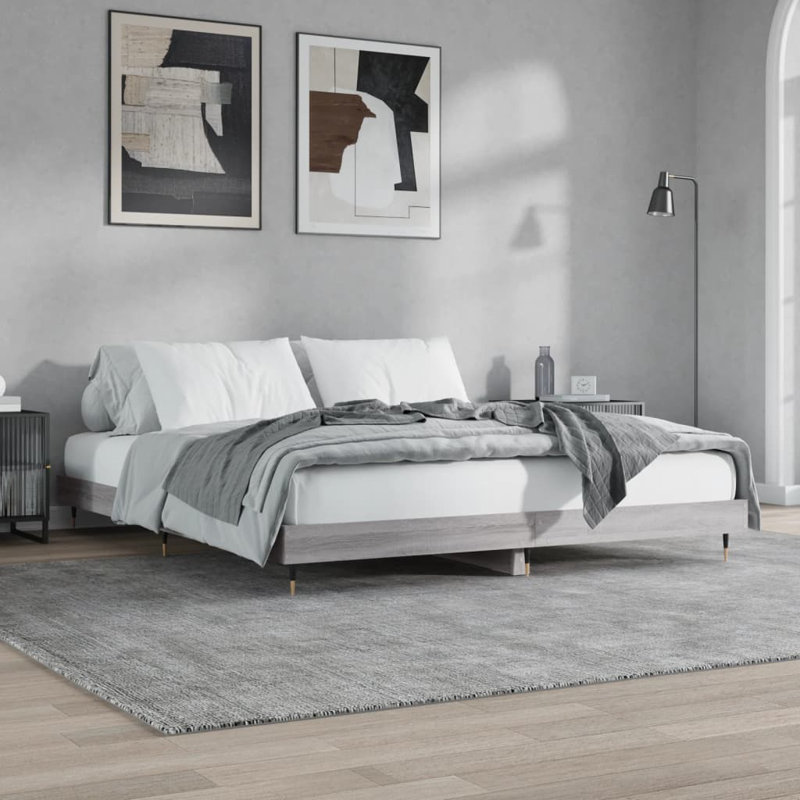 Loginov Bed Frame, 140 x 200cm, Grey Sonoma/Gold