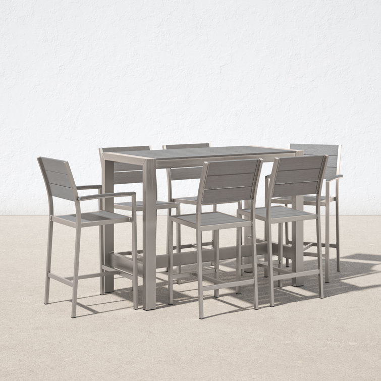 Lysa Rectangular 6 - Person 59" Long Aluminum Bar Height Dining Set