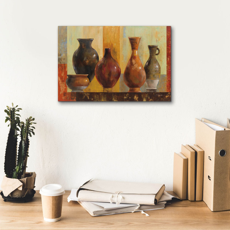 «Glazed Pots» par Silvia Vassileva, art mural sur toile, H 12 po x l 18 po x P 0,75 po