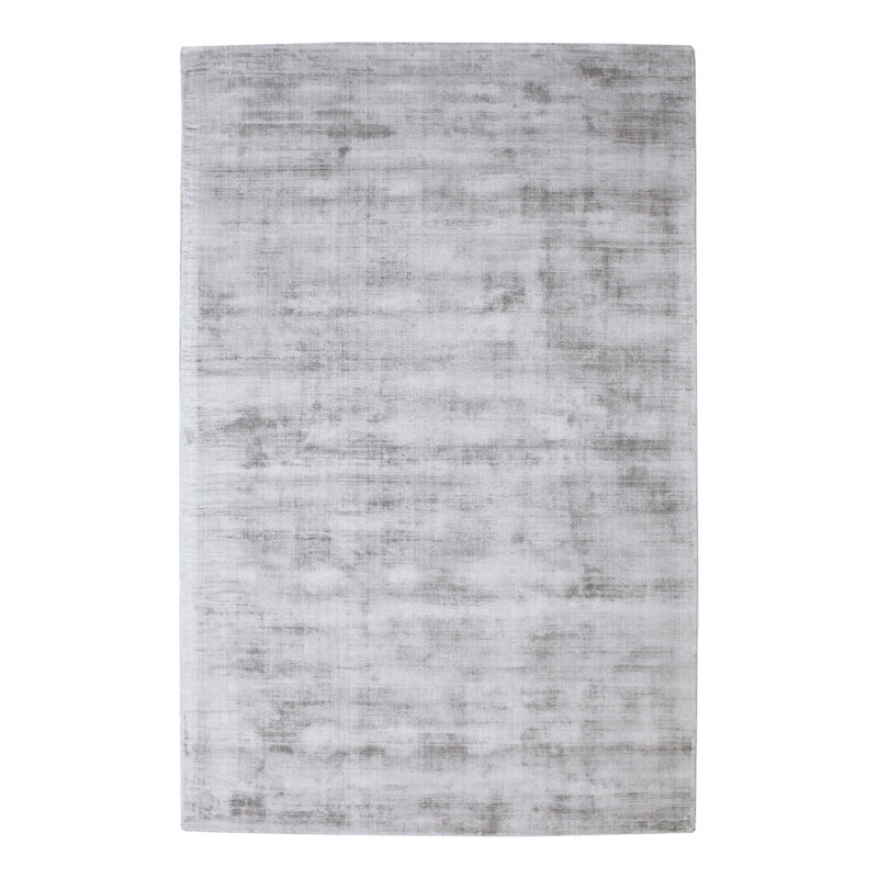 Tapis gris clair en soie tissé à la main, Rectangle 9 pi x 12 pi