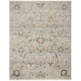 Phelix Wool Flroal Area Rug in Gray