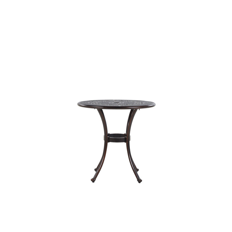 Graciela Round Metal Outdoor Dining Table With Umbrella Hole , 65cm cm W 65cm cm D