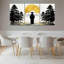 Ensemble de 3 tableaux sur toile tendue représentant un paysage zen japonais avec le mont Fuji et la silhouette d'un samouraï-1434624337