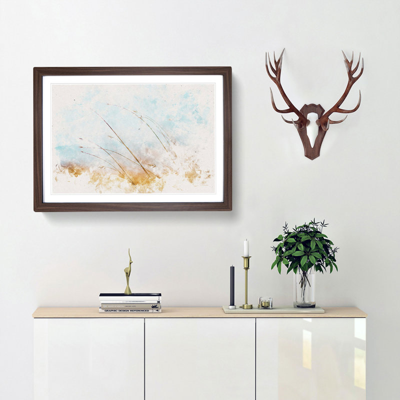 Blades of Grass - Picture Frame Graphic Art Print, 62cm H x 87cm W x 2cm D, Walnut Framed