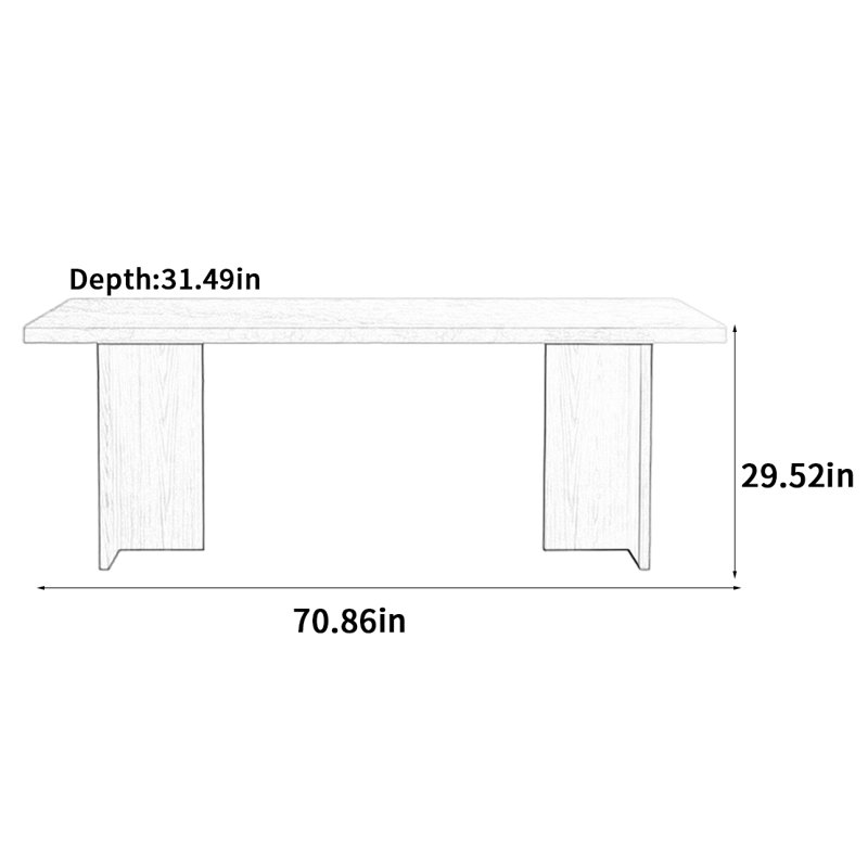 Table de salle à manger moderne et minimaliste, H 29,52 po x L 70,86 po x l 31,49 po