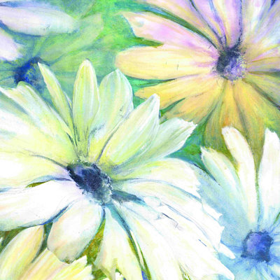 «Blue Green Daisy», impression sur toile tendue