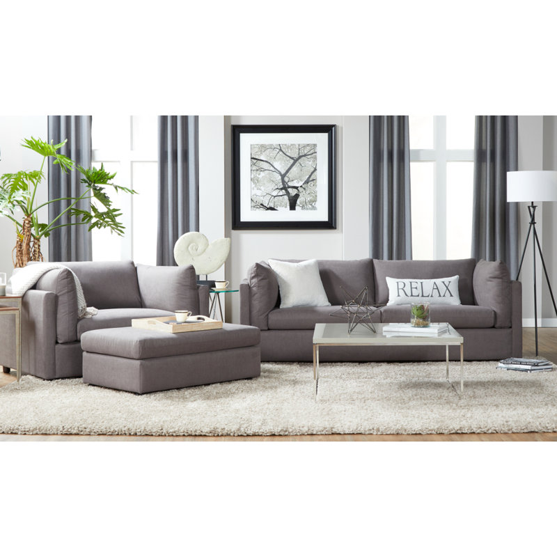 Ensemble de canapé et de fauteuil 3 pièces Modern Sofa Enda, Gris carbone