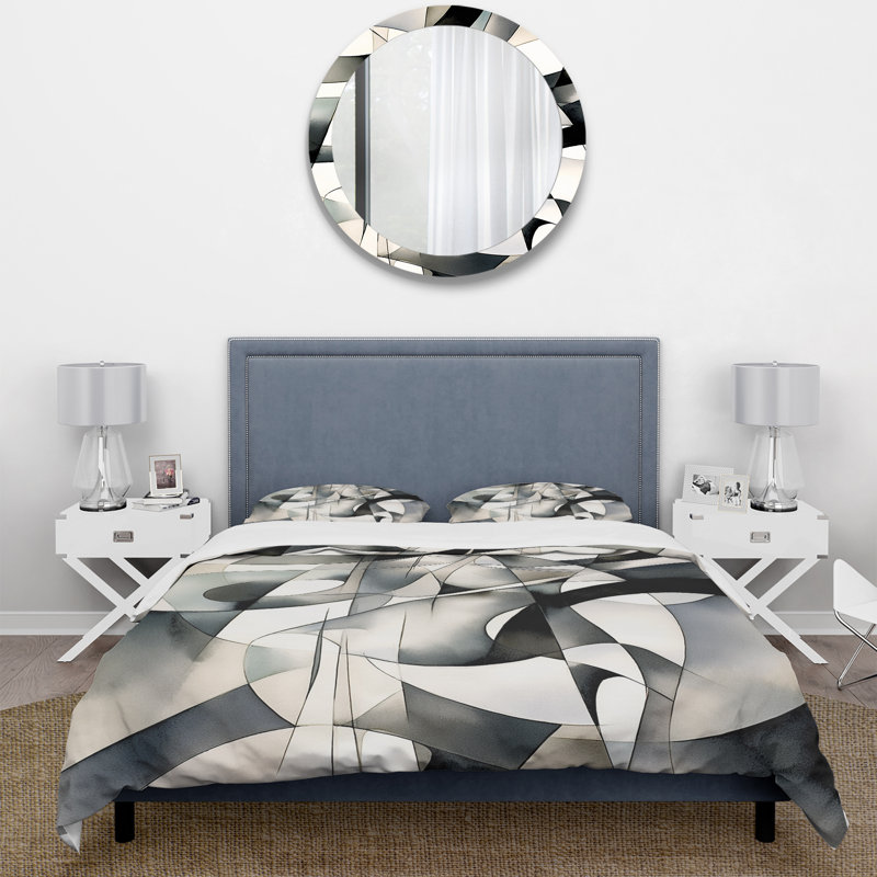 Ensemble de housse de couette à motif abstrait géométrique abstrait XIII, Housse de couette très grand et 2 très grandes t