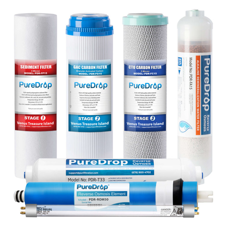 PureDrop PDR-F7KU50 Replacement Cartridges for RTW5AK-UV Water Filtration System