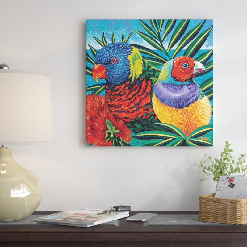 «Birds in Paradise II», reproduction d'impression sur toile tendue, H 18 po x l 18 po x P 1,5 po, Pas de tapis