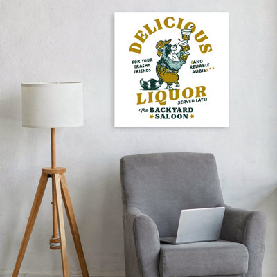 Raccoon Saloon Cheers Playful Retro Rustic Animal Forest, art mural