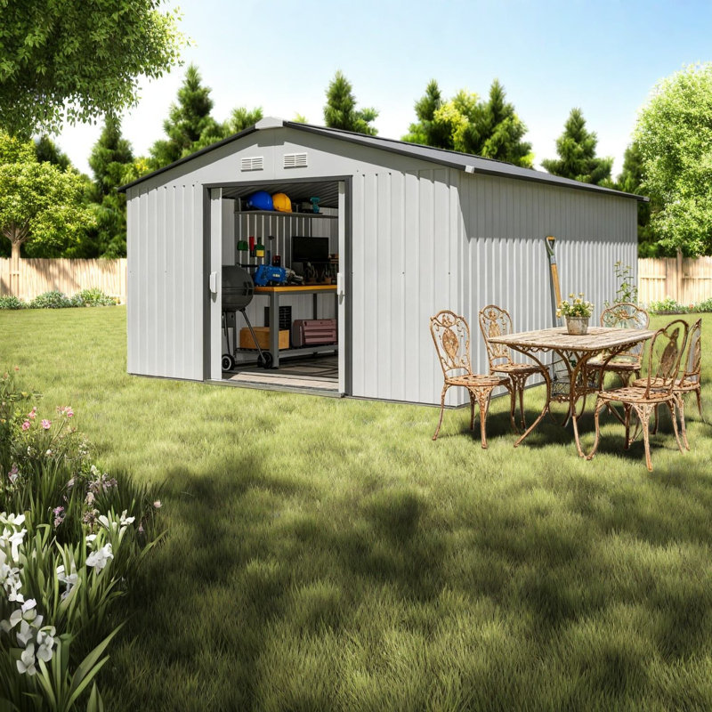 Spacious Steel Sheds 11.2 X 12.7 Ft, Modern Outdoor Storage For Home