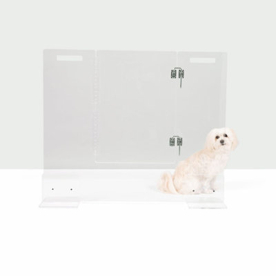 Clear Freestanding Pet Gate with Door