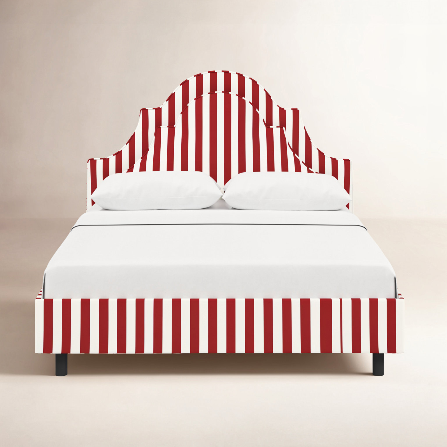 Knipe Upholstered Bed, King, Canopy Stripe Red