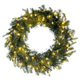 30" Georgian Fraser Fir Artificial Pre-Lit Wreath with 70 Warm White Mini Lights