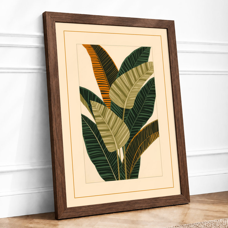 Variegated Leaf Study Botanical - Framed Print, Walnut, A3 - 42.0 x 29.7 cm