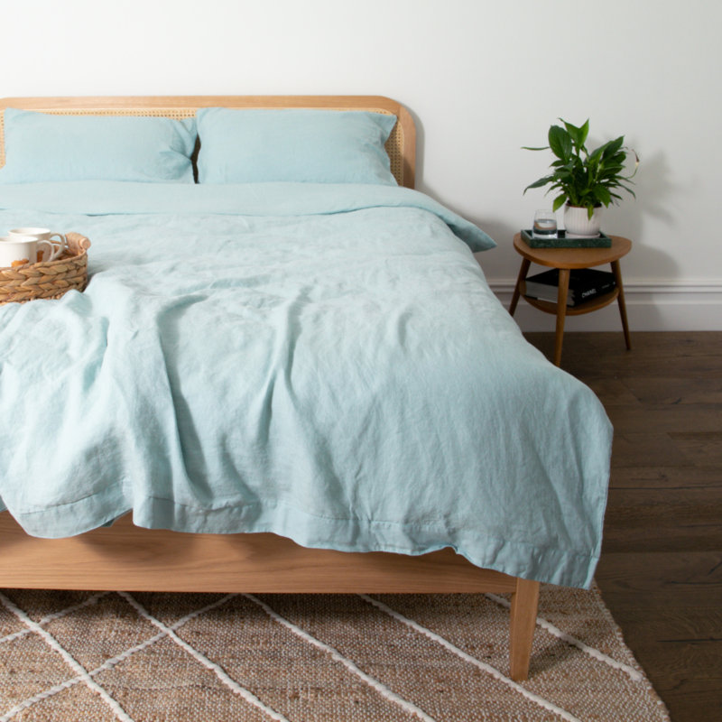 100% Linen Machine Woven, Blue, Kingsize (5')