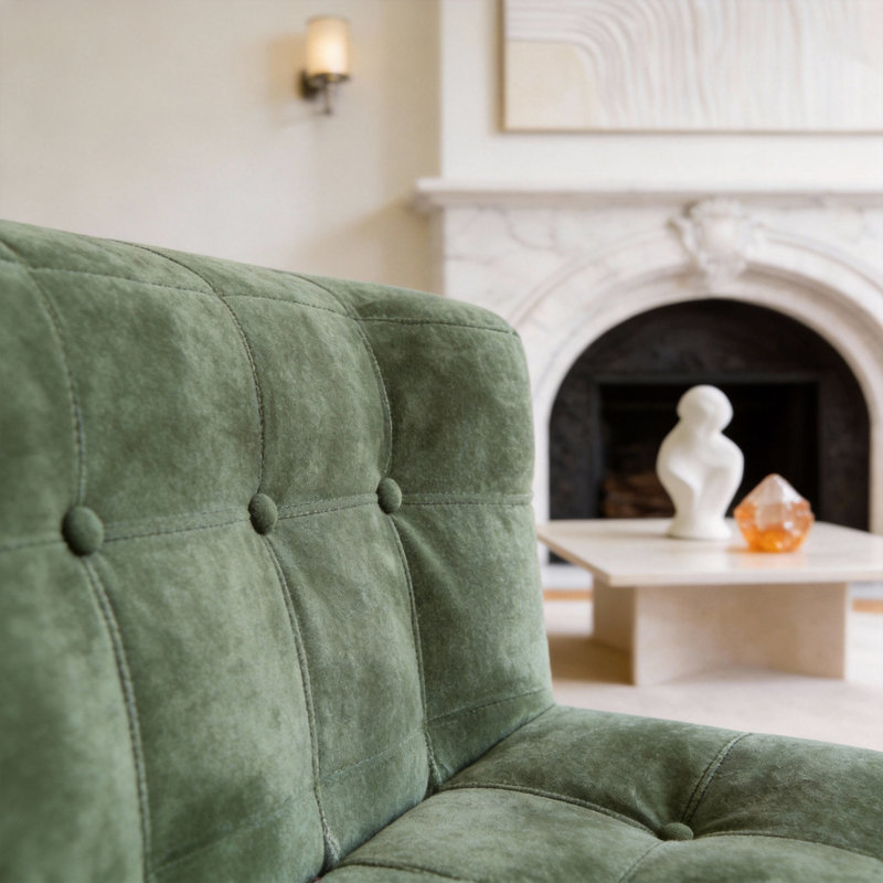 1 Seater Velvet Sofa, Dark Green