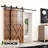 Black Rustic Classic Design Single Track Bypass Two Door Hardware Kit( Door Not Included)-34297657
