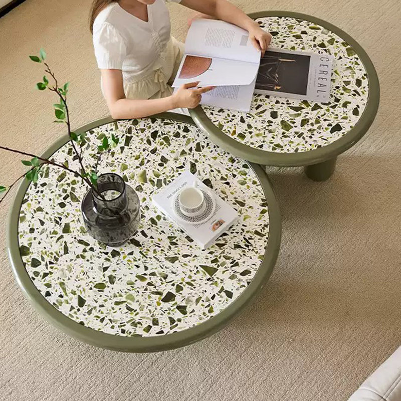 Modern Minimalist Coffee Table with Terrazzo Top
