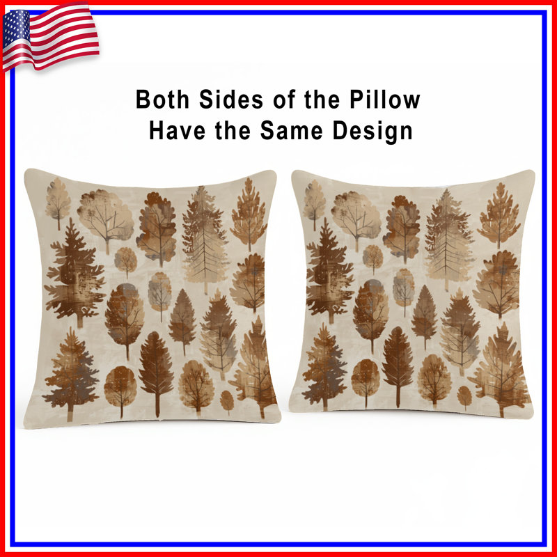 Rustic Tree Silhouettes Double Sided Throw Pillows, 18 x 18 inches