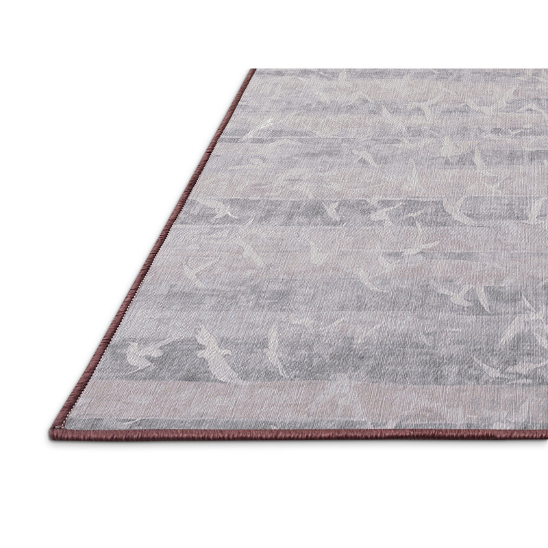 Tapis beige lavable à la machine, Rond 7 pi