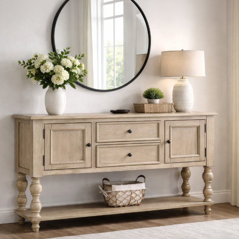 Buffet console 2 portes Cherie, brun clair, 60 po Cherie