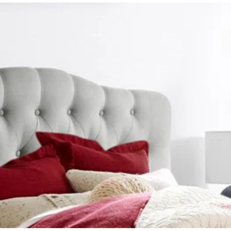 Tête de lit tapissier en lin à hauteur réglable moderne, Gris, Double