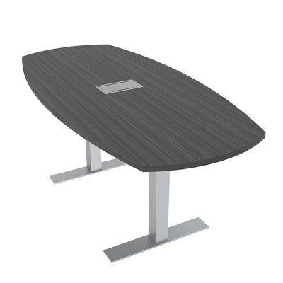 Arc Boat Conference Table With Metal T Bases Power And Data Modules by Inbox Zero
