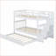 Lit simple superposé simple avec lit gigogne, structure en bois de pin et en panneau de fibres à densité moyenne, rangement pour escalier, aucun sommier nécessaire, blanc pour chambre à coucher / dortoir / adultes-2064636017