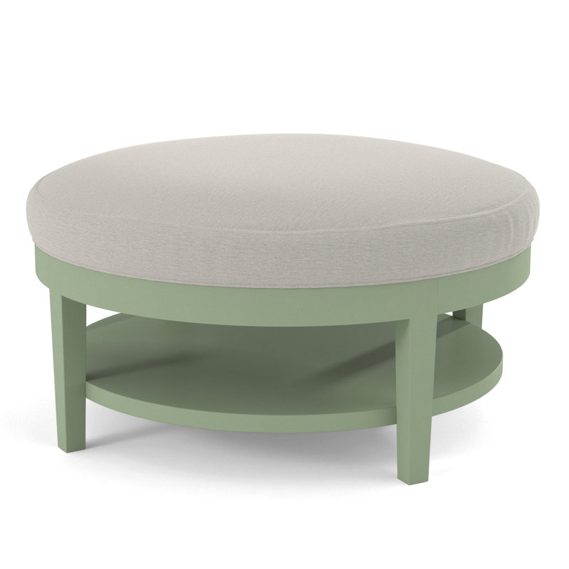 Midtown Upholstered Ottoman, Celery Finish, White Performance Fabric; 0851-94