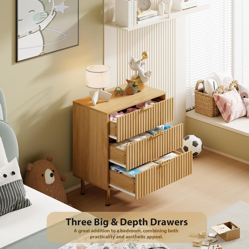 70.1 cm W Chest of 3 Drawers, Yellow