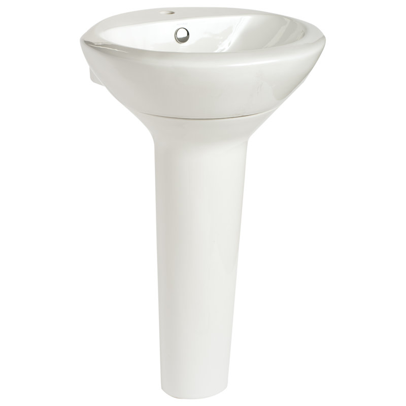 Lavabo de salle de bain sur pied en porcelaine vitreuse avec trop-plein Enso