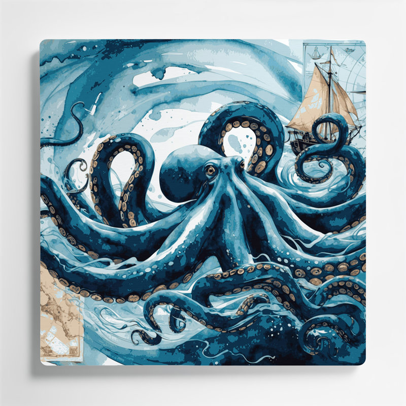 Art mural nautique bleu nautique, H 12 po x l 12 po