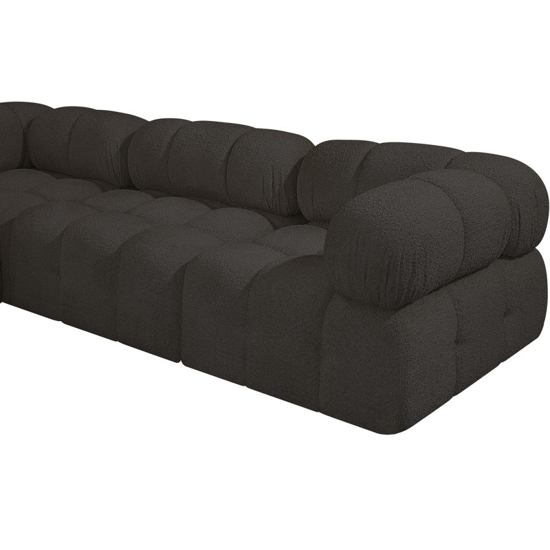 Ames Upholstered Sofa, Brown Boucle Fabric, 2 Armless, 2 Corner
