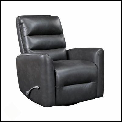 Glider Reclining Chair With Swivel Motion, Gray Breathable Faux Leather Upholstery For Luxury Living Room And Movie Watching