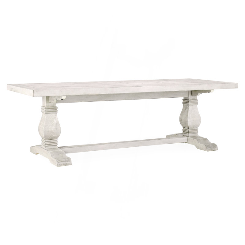 Caleb 94" Dining Table Distressed Ivory, 30"H x 39"L x 94"W, Antique White