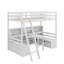 Lit mezzanine simple avec tablettes de rangement, tiroirs, siège et bureau-1391535055
